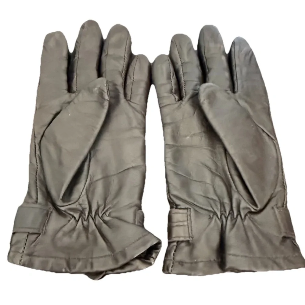 Preston & York Women’s‎ Leather Gloves Black Size Small Lined Buckle Gold Tone